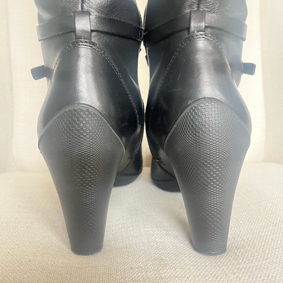 ECCO Women’s tall black leather heel boots 41 10.5 - Picture 6 of 9